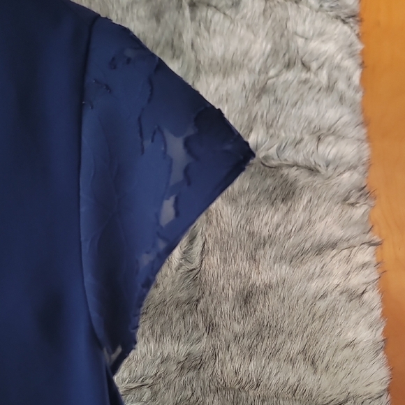 Van Heusen Blue Lace Cap Sleeve Blouse - Picture 4 of 7